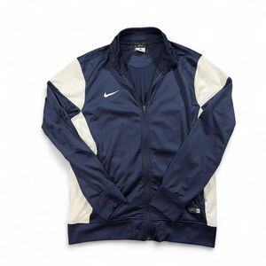 Nike Track Jacket Men L Navy White Polyester Dri-Fit Full Zip